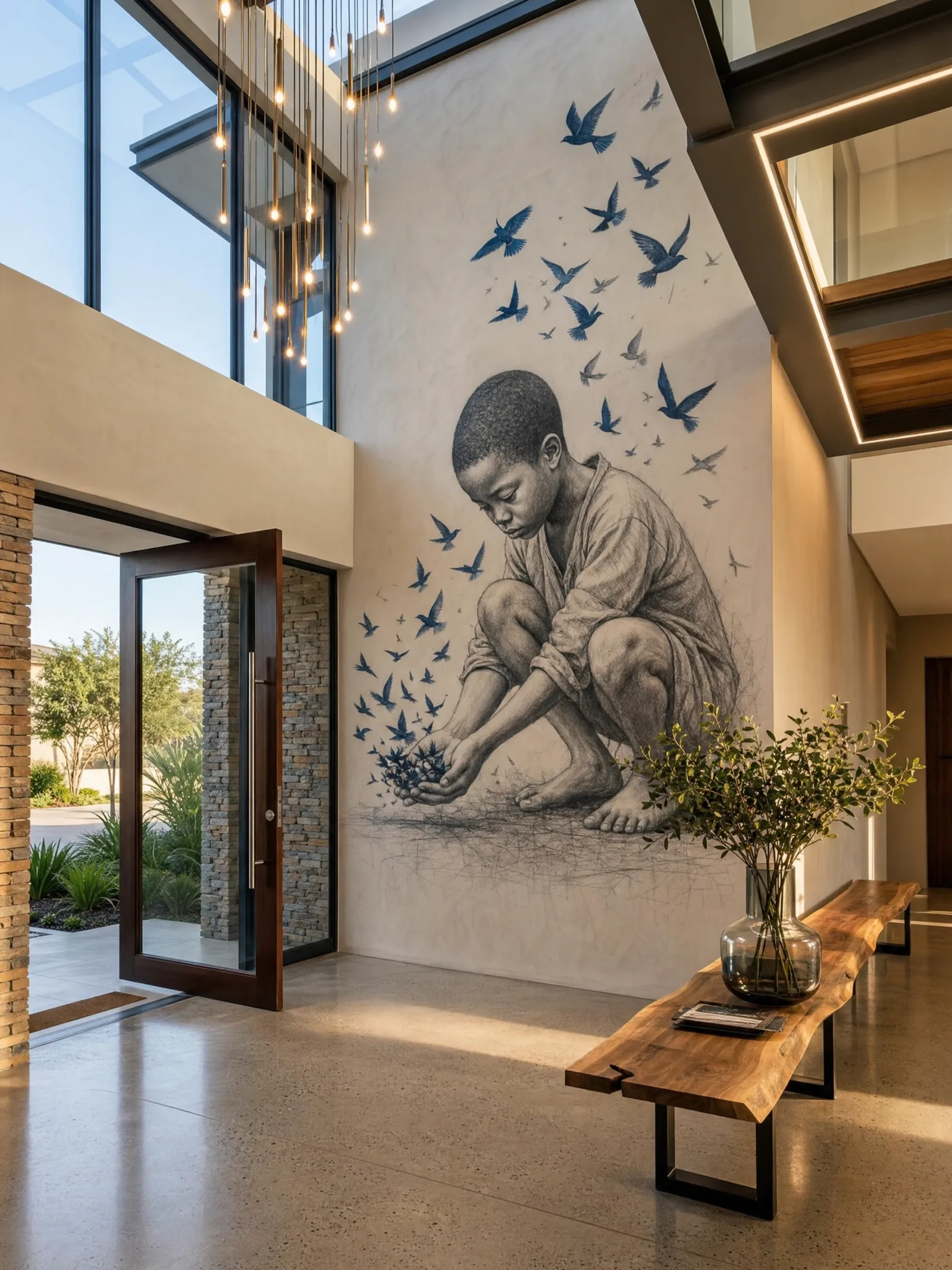 Child Releasing Birds