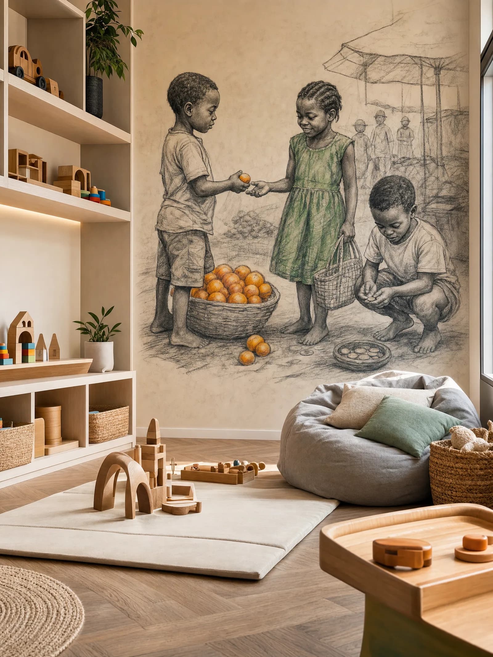 Children Trading Fruit